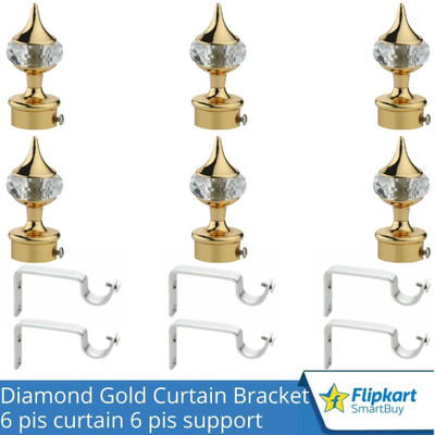 Flipkart SmartBuy Gold Curtain Knobs, Rod Rail Bracket Metal(Pack of 6)