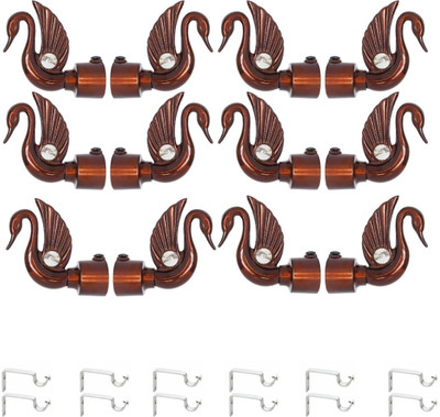 ZAPEX Brown Rod Rail Bracket, Curtain Knobs Metal(Pack of 12)