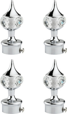 ZYREX Silver Curtain Knobs, Rod Rail Bracket Metal(Pack of 4)