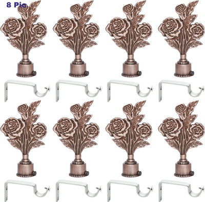 ZAPEX Brown Curtain Knobs, Rod Rail Bracket Metal(Pack of 8)