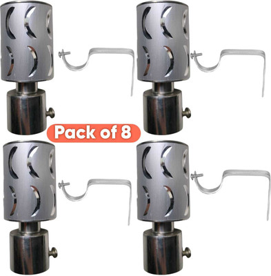 Welson Black Rod Rail Bracket, Curtain Knobs, Curtain Hooks, Curtain Rods Metal(Pack of 8)