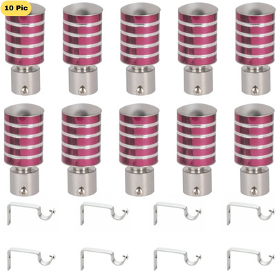 ZAPEX Silver, Purple Curtain Knobs, Rod Rail Bracket Metal