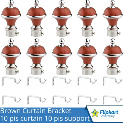 Flipkart SmartBuy Brown Curtain Knobs, Rod Rail Bracket Metal(Pack of 10)