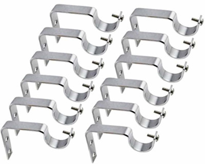 KRISTU Silver Curtain Hooks, Curtain Knobs, Curtain Rods, Rod Rail Bracket Metal(Pack of 12)