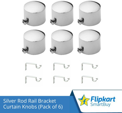 Flipkart SmartBuy Silver Curtain Knobs, Rod Rail Bracket Metal(Pack of 6)
