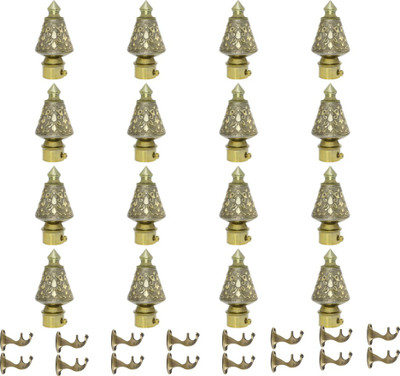 ZAPEX Gold Curtain Knobs, Rod Rail Bracket Metal(Pack of 16)
