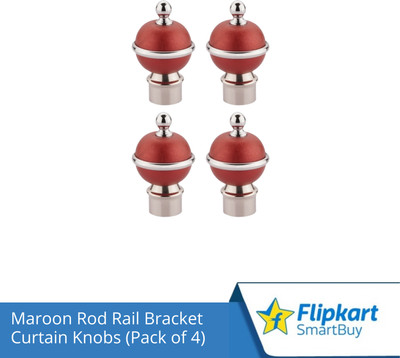 Flipkart SmartBuy Maroon Curtain Knobs, Rod Rail Bracket Metal(Pack of 4)