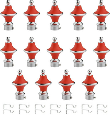 ZYREX Red Rod Rail Bracket, Curtain Knobs Metal(Pack of 14)