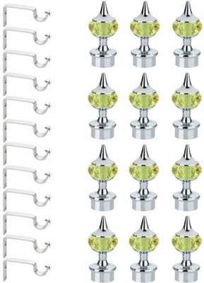 Panthera Light Green Rod Rail Bracket, Curtain Knobs Metal(Pack of 24)