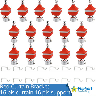 Flipkart SmartBuy Red Curtain Knobs, Rod Rail Bracket Metal(Pack of 16)
