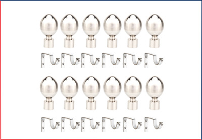 ZELOXA Silver Curtain Knobs, Rod Rail Bracket, Curtain Hooks, Curtain Rings, Tieback Hook Metal(Pack of 24)