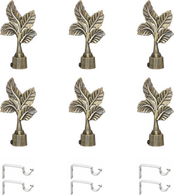 Inkart Gold Curtain Knobs, Rod Rail Bracket Metal(Pack of 6)