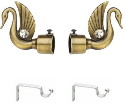 METZO Gold Rod Rail Bracket, Curtain Knobs Metal(Pack of 2)