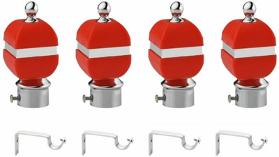 Inkart Red Curtain Knobs, Rod Rail Bracket Metal(Pack of 8)