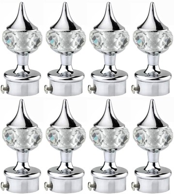 HELENSON Silver Curtain Knobs, Rod Rail Bracket Metal(Pack of 8)