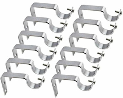 NRT Silver Curtain Hooks, Curtain Knobs, Curtain Rods, Rod Rail Bracket Metal(Pack of 12)