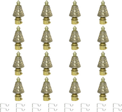 Inkart Gold Curtain Knobs, Rod Rail Bracket Metal(Pack of 16)