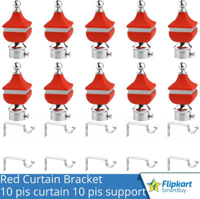 Flipkart SmartBuy Red Curtain Knobs, Rod Rail Bracket Metal