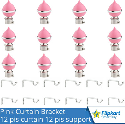 Flipkart SmartBuy Pink Curtain Knobs, Rod Rail Bracket Metal(Pack of 12)