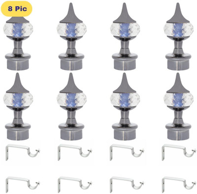 ZAPEX Grey Curtain Knobs, Rod Rail Bracket Metal(Pack of 16)