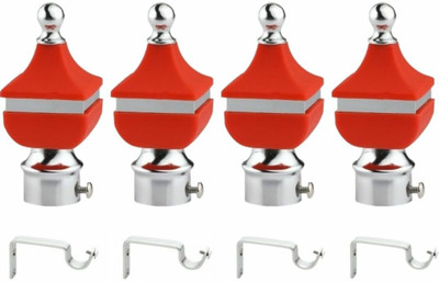 Inkart Red Rod Rail Bracket, Curtain Knobs Metal(Pack of 8)