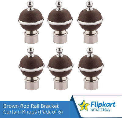 Flipkart SmartBuy Brown Curtain Knobs, Rod Rail Bracket Metal(Pack of 6)