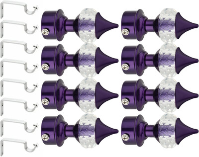 Ghazian Purple Curtain Knobs, Rod Rail Bracket Metal(Pack of 8)