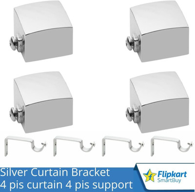 Flipkart SmartBuy Silver Curtain Knobs, Rod Rail Bracket Metal(Pack of 4)