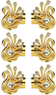 METZO Gold Rod Rail Bracket, Curtain Knobs Metal(Pack of 6)