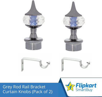 Flipkart SmartBuy Grey Curtain Knobs, Rod Rail Bracket Metal(Pack of 2)