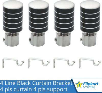 Flipkart SmartBuy Black Curtain Knobs, Rod Rail Bracket Metal(Pack of 4)