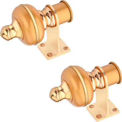 Sun Shield Yellow, Gold Curtain Hooks, Curtain Knobs, Rod Rail Bracket Metal(Pack of 2)