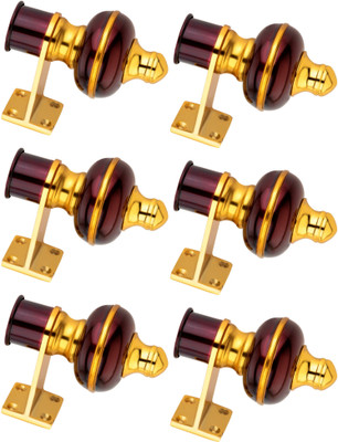 Dorami Maroon Curtain Knobs, Rod Rail Bracket Metal(Pack of 6)
