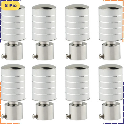 ZAPEX Silver Curtain Knobs, Rod Rail Bracket Metal(Pack of 8)