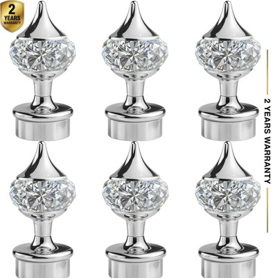 Ghazian Silver Curtain Knobs, Rod Rail Bracket Metal(Pack of 6)