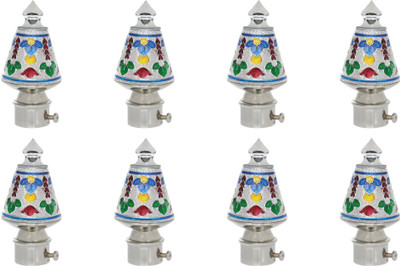 RKOING Silver Curtain Knobs, Rod Rail Bracket Metal(Pack of 8)
