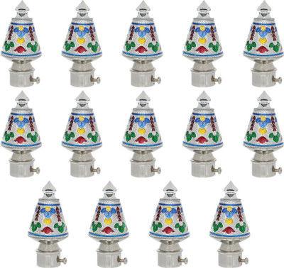 Inkart Silver Curtain Knobs, Rod Rail Bracket Metal(Pack of 14)