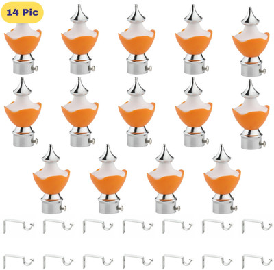 ZAPEX Orange Rod Rail Bracket, Curtain Knobs Metal(Pack of 14)