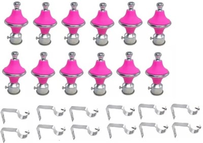 msa sonstraders Pink Rod Rail Bracket, Curtain Knobs, Curtain Hooks(Pack of 24)