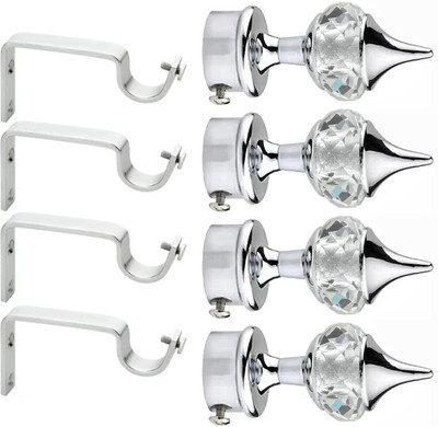 Ghazian Silver Curtain Knobs, Rod Rail Bracket Metal