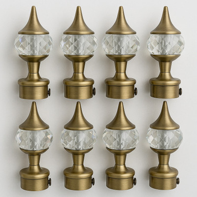 Indora Gold, Black Curtain Knobs, Curtain Hooks, Rod Rail Bracket, Curtain Rods Metal(Pack of 8)