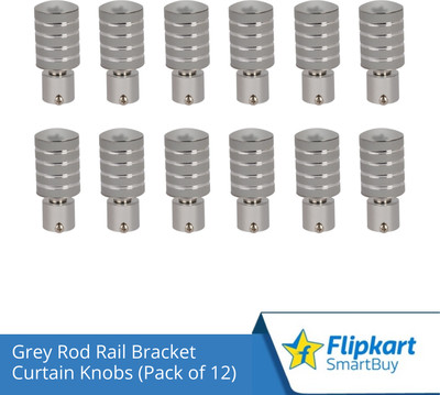 Flipkart SmartBuy Grey Curtain Knobs, Rod Rail Bracket Metal(Pack of 12)