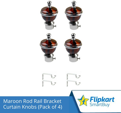 Flipkart SmartBuy Maroon Curtain Knobs, Rod Rail Bracket Metal(Pack of 4)