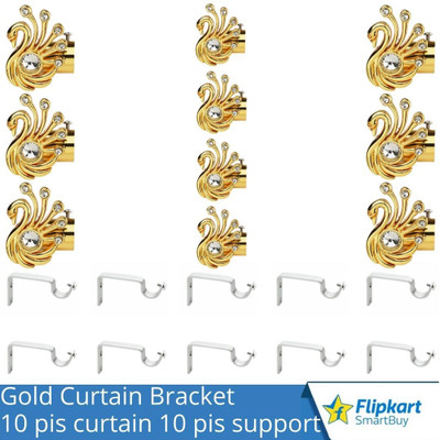 Flipkart SmartBuy Gold Curtain Knobs, Rod Rail Bracket Metal(Pack of 10)