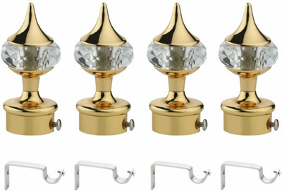 RKOING Gold Rod Rail Bracket, Curtain Knobs Metal(Pack of 8)