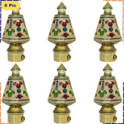 ZAPEX Multicolor Curtain Knobs, Rod Rail Bracket Metal(Pack of 6)