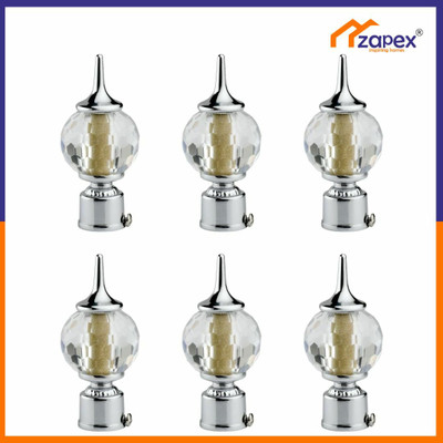 ZAPEX Silver Curtain Knobs, Rod Rail Bracket Metal(Pack of 6)
