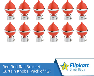 Flipkart SmartBuy Red Curtain Knobs, Rod Rail Bracket Metal(Pack of 12)