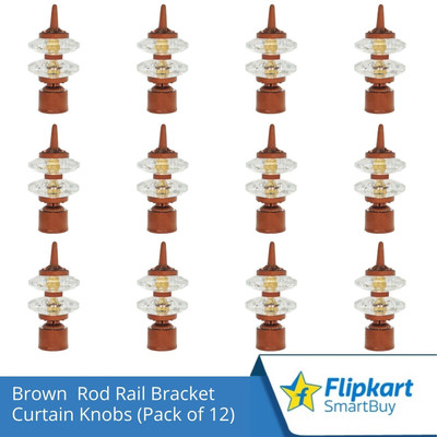 Flipkart SmartBuy Brown Curtain Knobs, Rod Rail Bracket Metal(Pack of 12)