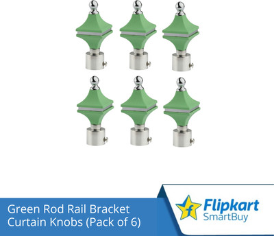 Flipkart SmartBuy Green Curtain Knobs, Rod Rail Bracket Metal(Pack of 6)